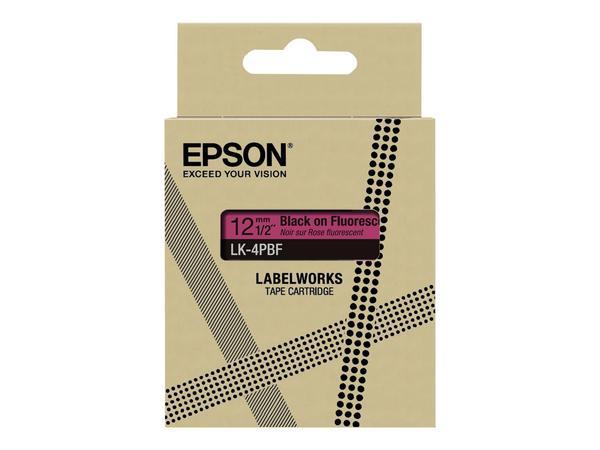 EPSON Colour Tape Fluorescent Pink/Black 12mm 5m LK-4PBF