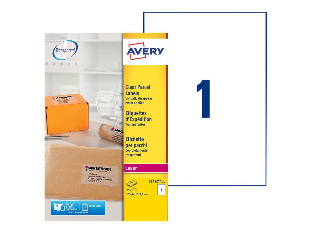Avery - Polyester - clair - A4 (210 x 297 mm) 25 étiquette(s) (25 feu