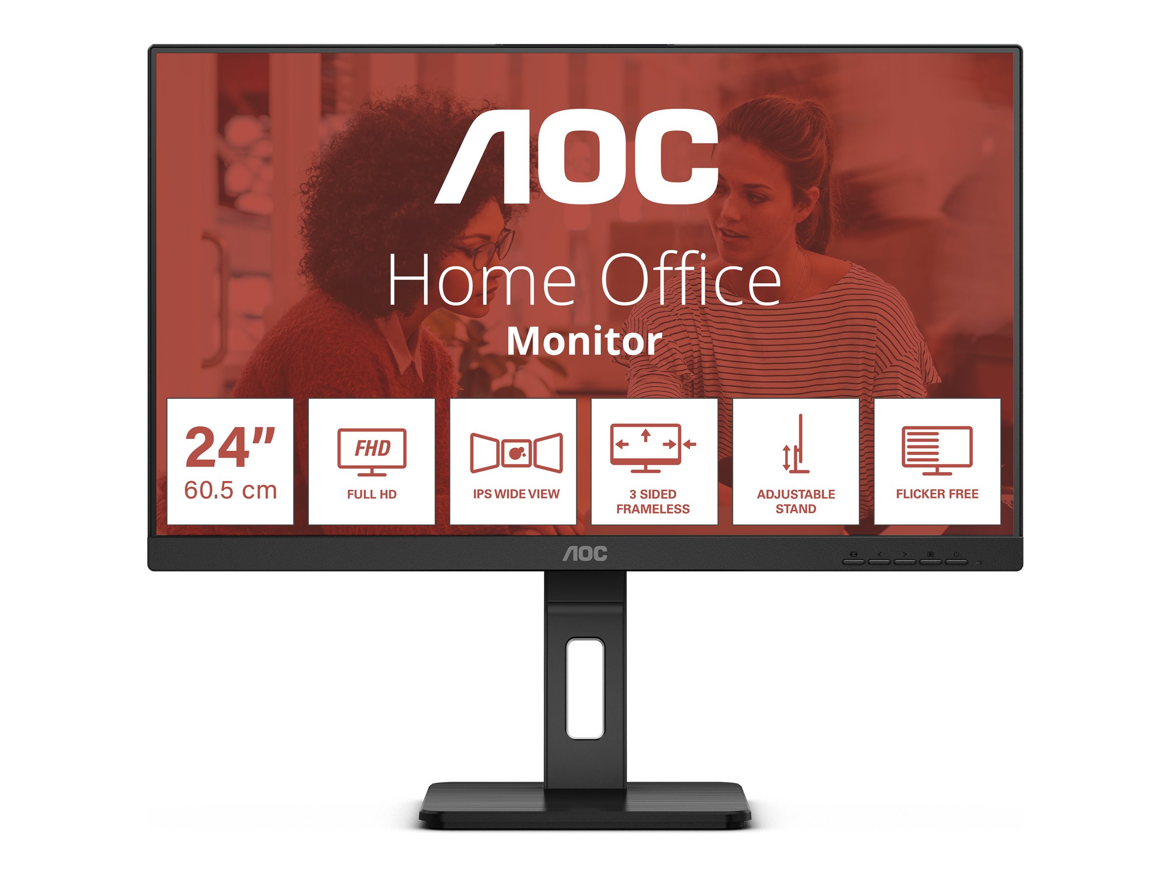 AOC E3 24E3QAF écran plat de PC 60,5 cm (23.8") 1920 x 1080 pixels Full HD LCD Noir