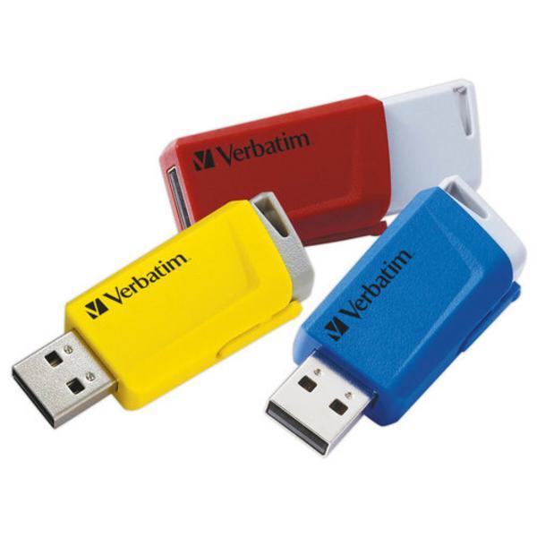 Verbatim Clé USB Store 'n Click 3 x 16 Go Rouge / Bleu / Jaune