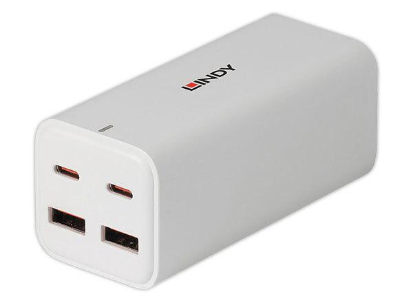 LINDY 100W 4-Port USB Desktop GaN Fast Charger