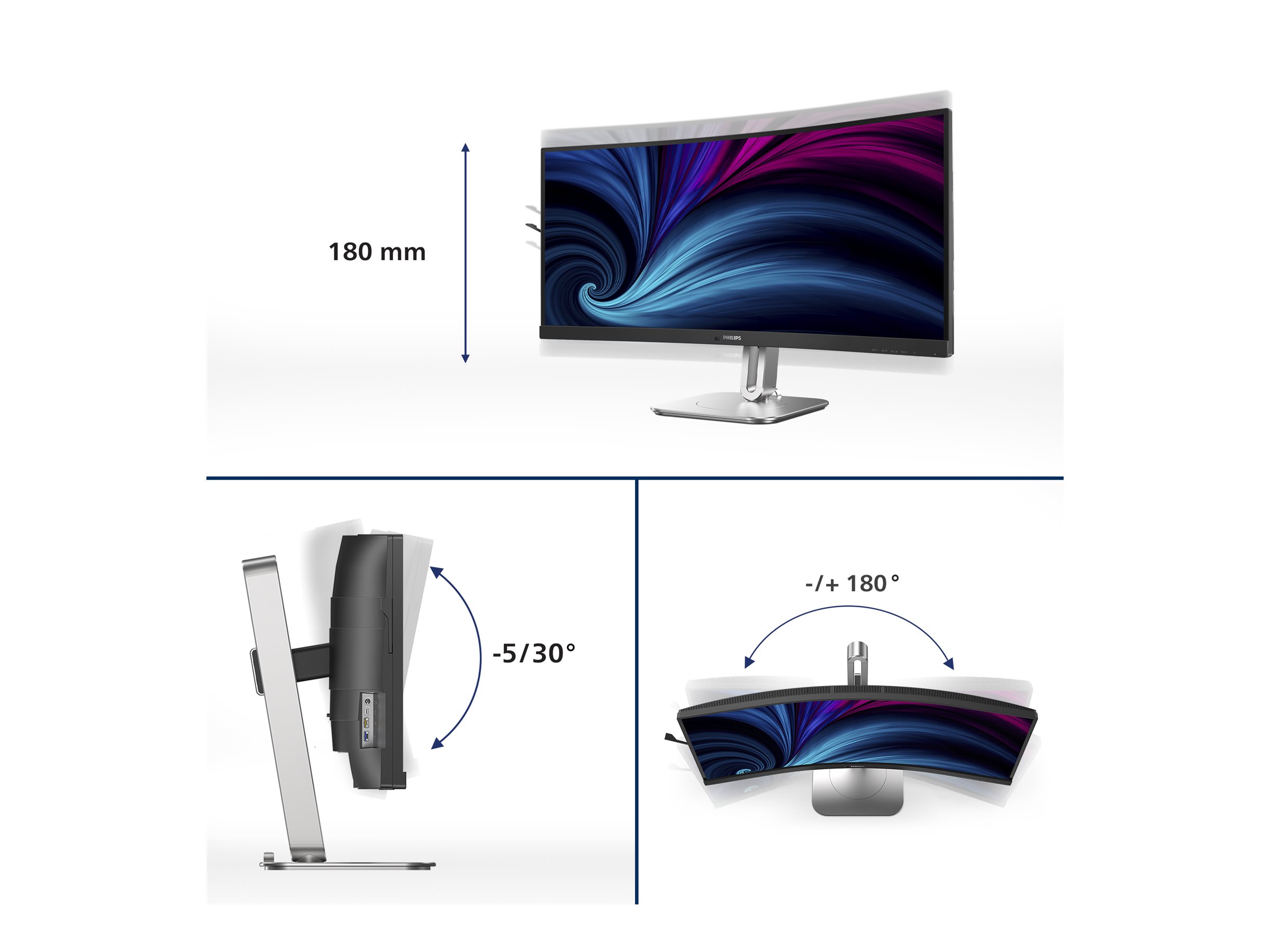 Philips 5000 series 34B2U5600C/00 écran plat de PC 86,4 cm (34") 3440 x 1440 pixels Dual QHD LCD Gris