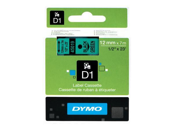 DYMO D1 - Auto-adhésif - noir sur vert - Rouleau (1,2 cm x 7 m) 1 rou