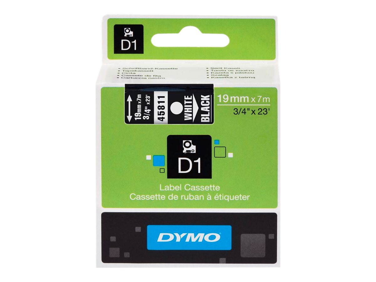 DYMO D1 - Auto-adhésif - blanc sur noir - Rouleau (1,9 cm x 7 m) 1 ca