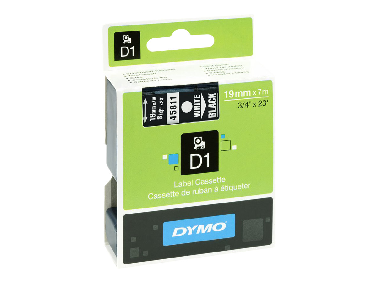DYMO D1 - Auto-adhésif - blanc sur noir - Rouleau (1,9 cm x 7 m) 1 ca