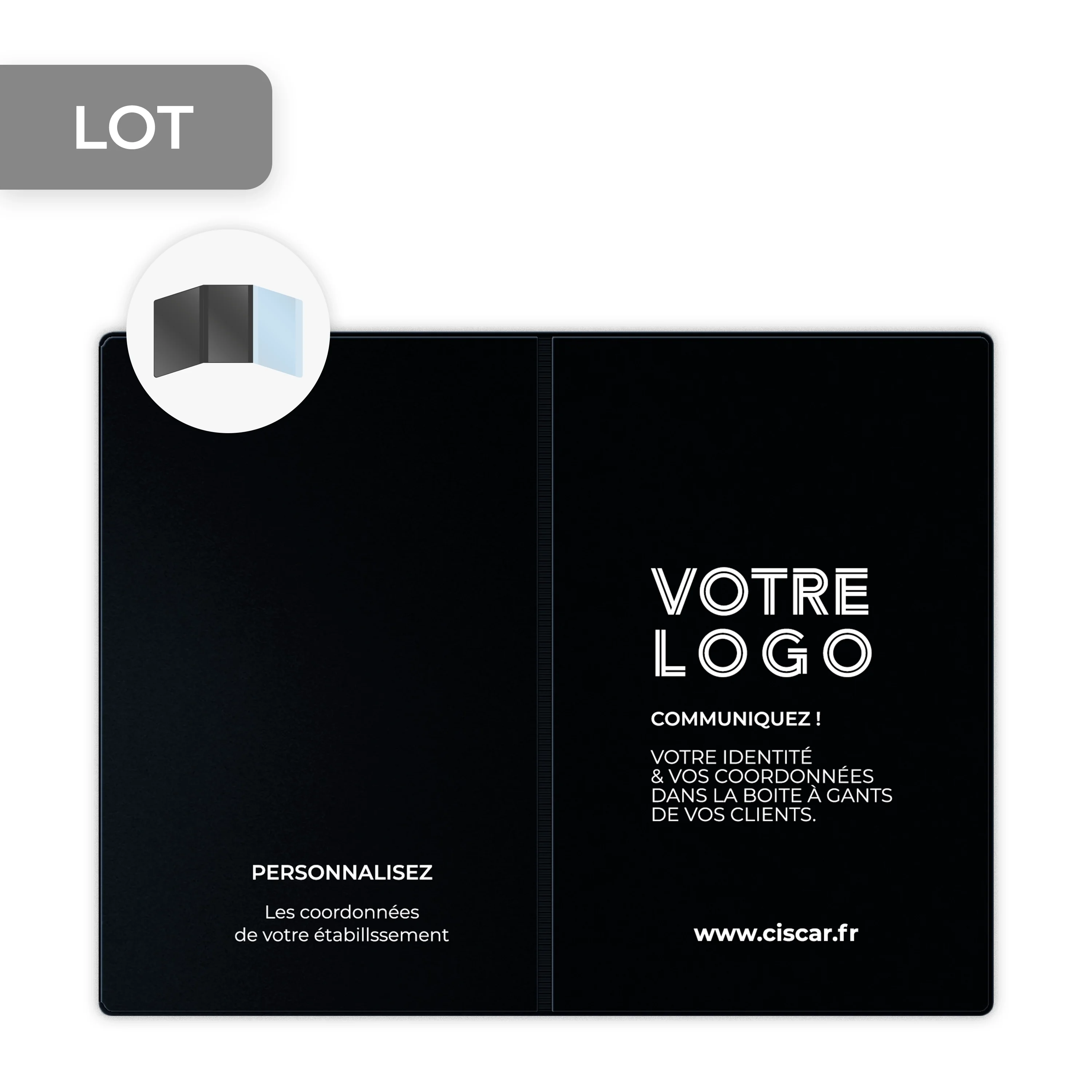 ETUIS CARTE GRISE TRIO GOMME 3 VOLETS - RECTO / VERSO