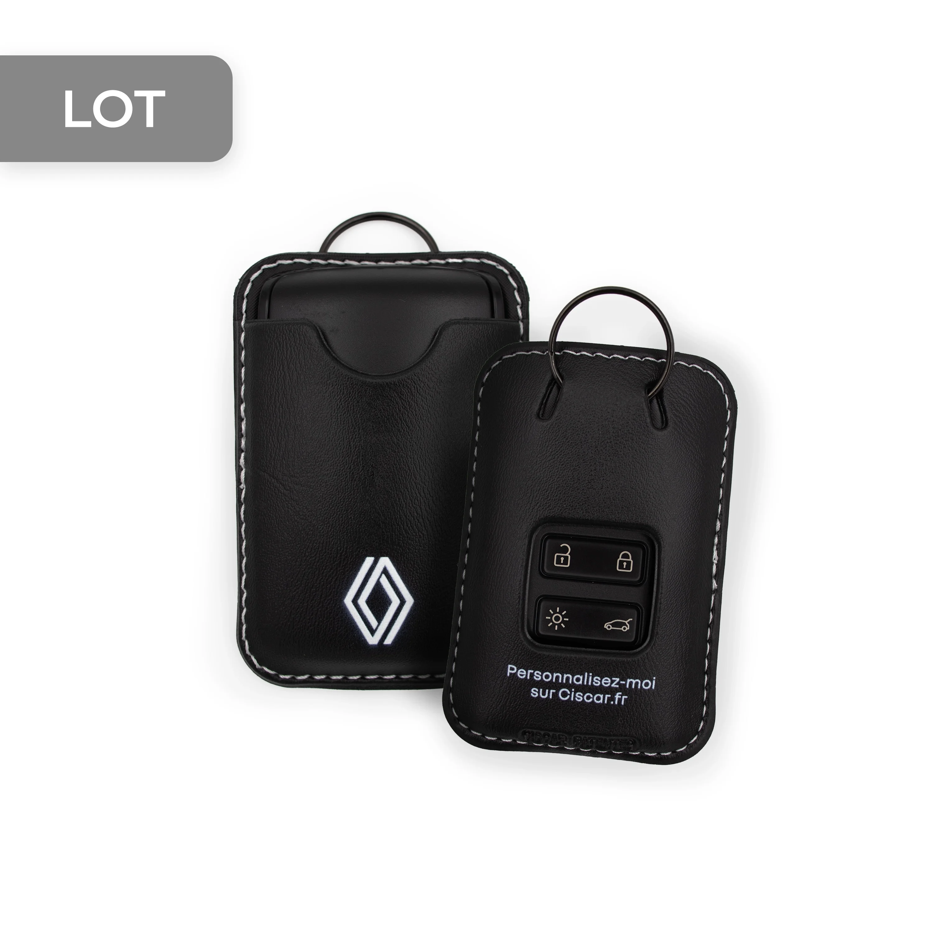 ÉTUI SIMILI CUIR POUR CARTE DE DÉMARRAGE RENAULT, AVEC ANNEAU