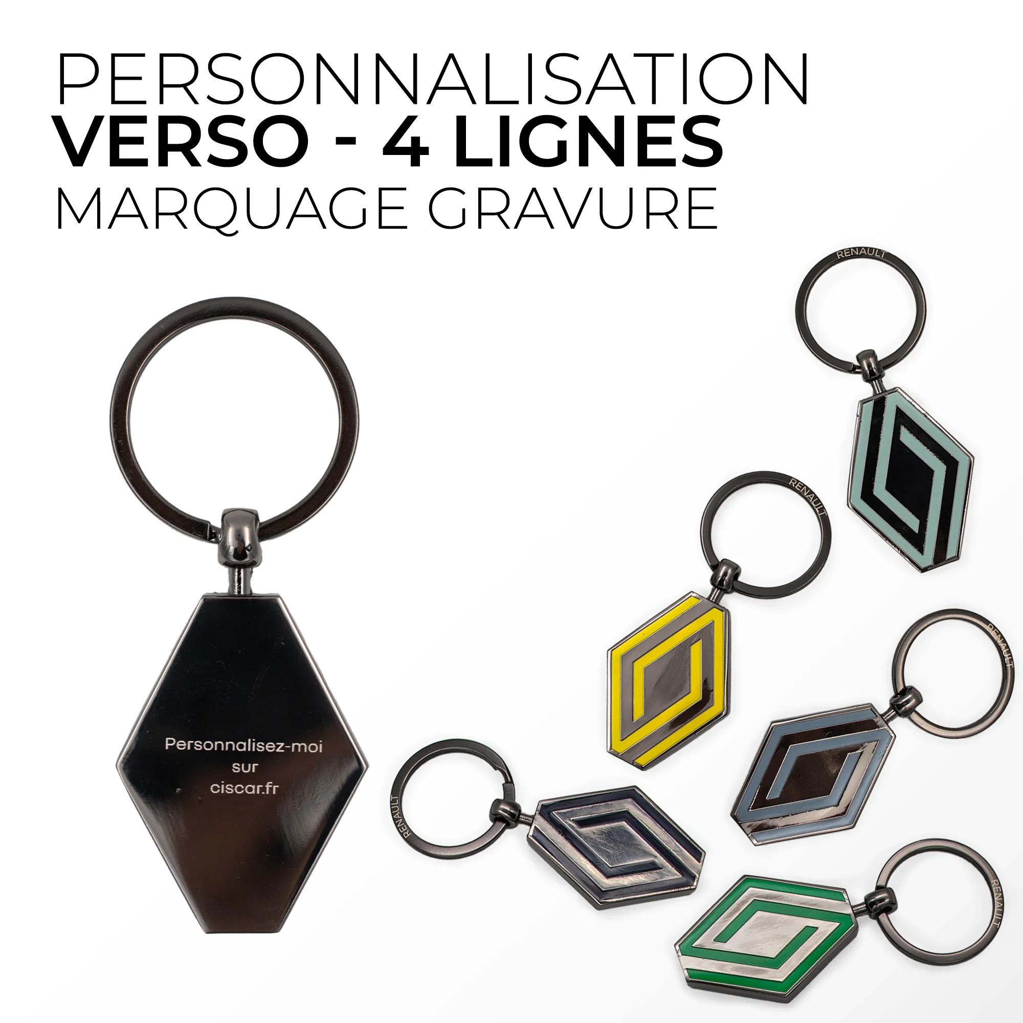 PORTE-CLÉS RENAULT EMBLÈME - LICENCE OFFICIELLE RENAULT