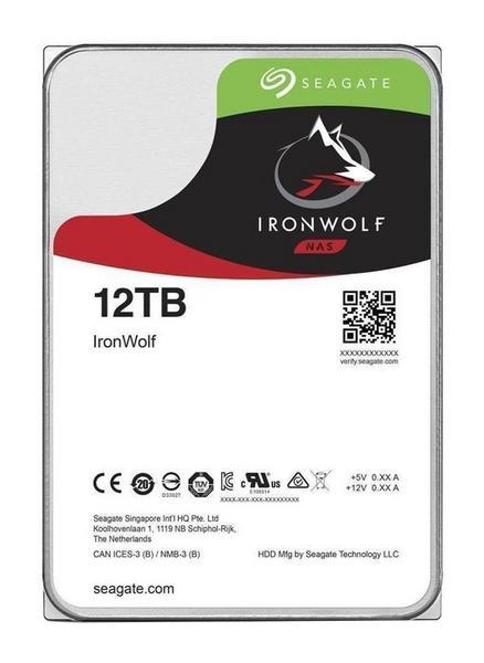 SEAGATE NAS HDD 12To IronWolf 7200rpm 6Go/s SATA 64Mo cache 8.9cm 3.5p 24x7 for NAS and RAID Rackmount Systeme BLK