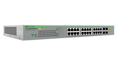 ALLIED Gigabit webSmart switch 24x 10/100/1000-T PoE+ 4x SFP Ports and single fixed PSU EU Power Code
