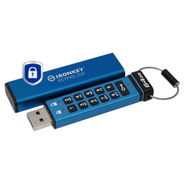 KINGSTON 64Go IronKey Keypad 200 FIPS 140-3 Lvl 3 Pending AES-256 Encrypted