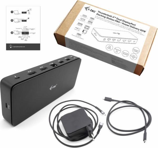 I-TEC Thunderbolt 4 2x Display Dock Generation 3 7x USB + thereof 1x TB4 2.5GLAN PD 92W 1m TB4 Cable SD/TF cardreader 3.5 mm Audio