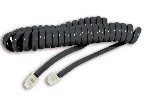 1 Câble RJ9 4/4 noir 2 m. en spirale