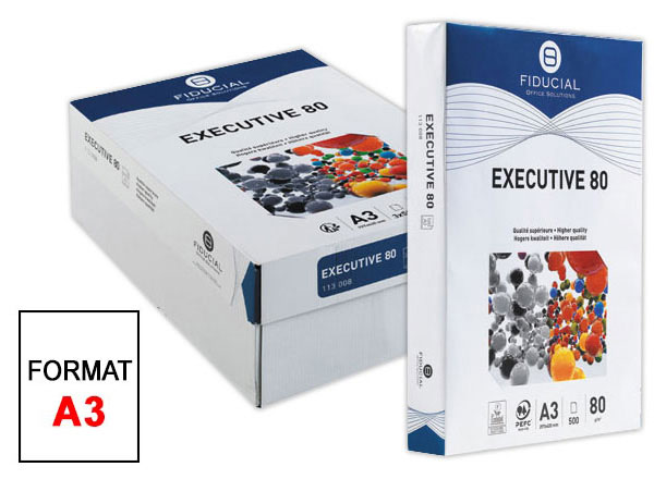 1 Carton de 3 Ramettes de 500 feuilles de papier blanc A3 80g EXECUTIVE 80 FIDUCIAL