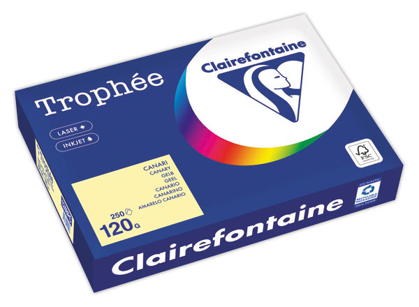 1 Ramette de 250 feuilles de papier Trophée A4 120g jaune canari