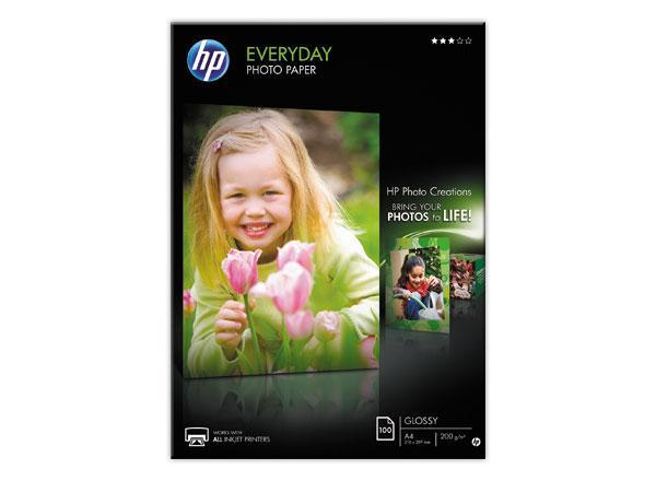 HP Papier photo Everyday, brillant, 200 g/m2, A4 (210 x 297 mm), 100 feuilles
