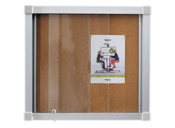 1 Vitrine d'intérieur coulissante 12 x A4 fond liège