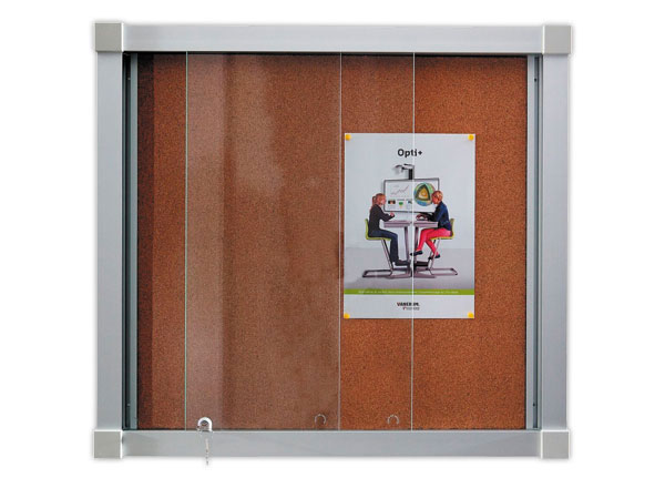 1 Vitrine d'intérieur coulissante 15 x A4 fond liège