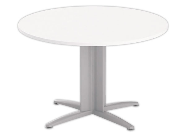 1 Table réunion ronde diam. 116cm blanc/aluminium