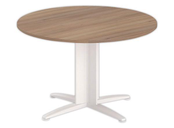 1 Table réunion ronde diam. 116cm noyer/blanc