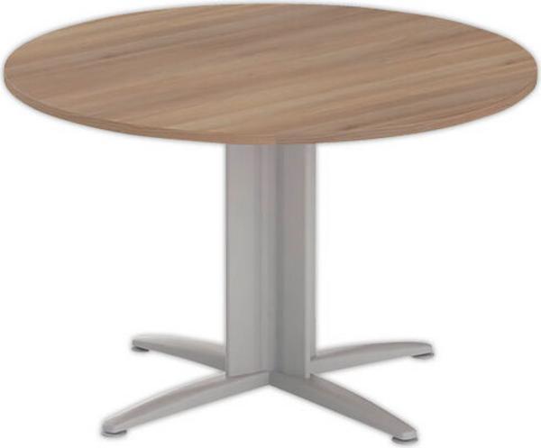 1 Table réunion ronde diam. 116cm noyer/aluminium