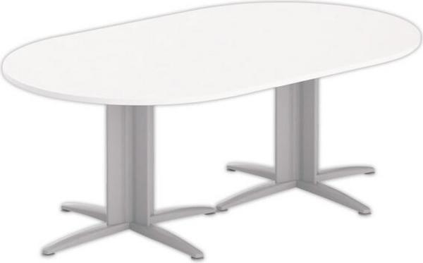 1 Table réunion ovale 200x120 blanc/aluminium