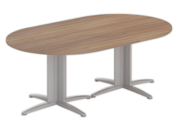 1 Table réunion ovale 200x120 noyer/aluminium