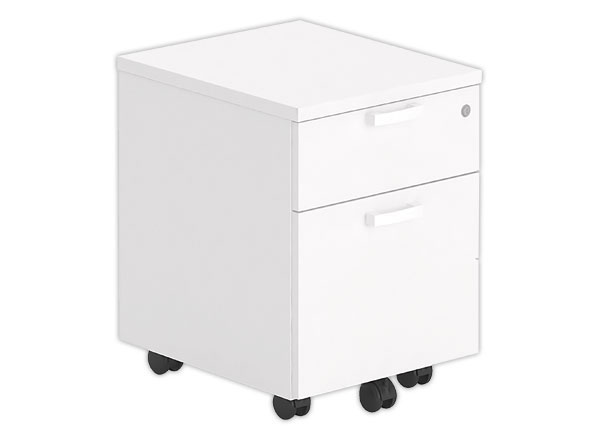 1 Caisson mobile mélamine blanc 2 tiroirs monté