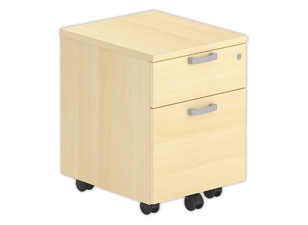 1 Caisson mobile mélamine hêtre 2 tiroirs monté