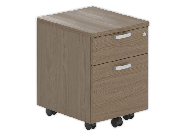 1 Caisson mobile mélamine noyer 2 tir. monté