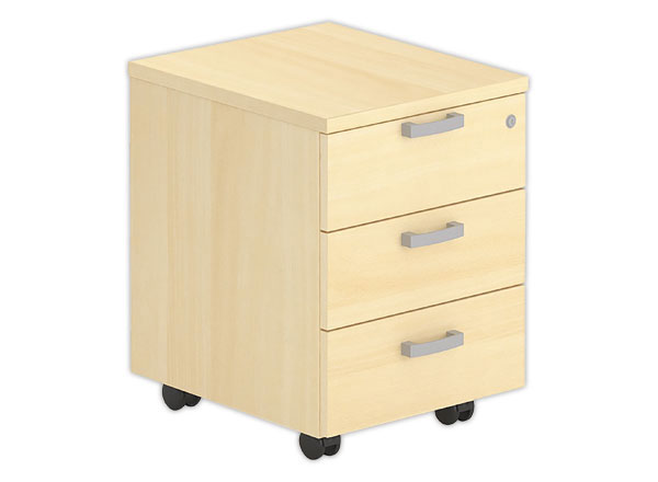 1 Caisson mobile mélamine hêtre 3 tir. montés