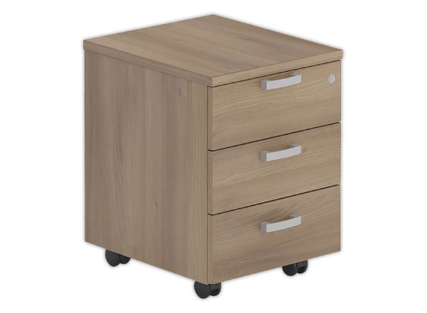 1 Caisson mobile mélamine noyer 3 tir. monté