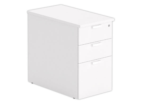 1 Caisson hauteur bureau blanc 3 tir. prof.80cm plumier monté