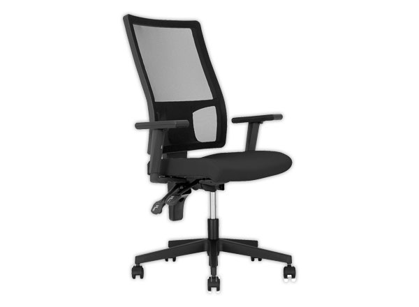 1 Siège Taktik contact perm. accot. assise noir, dos résille noir monté