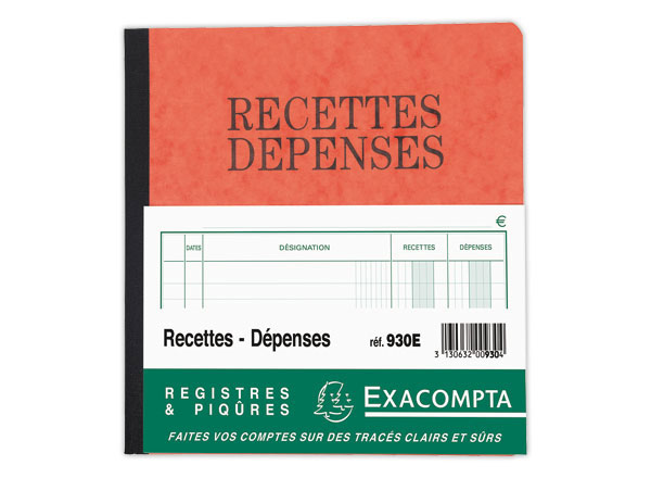 1 Piqûre Journal Recettes Dépenses 80 pages