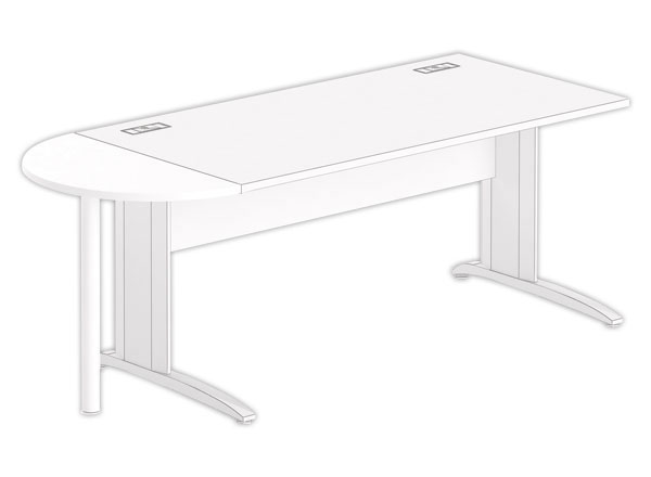 1 1/2 lune bureau rectangulaire blanc/blanc