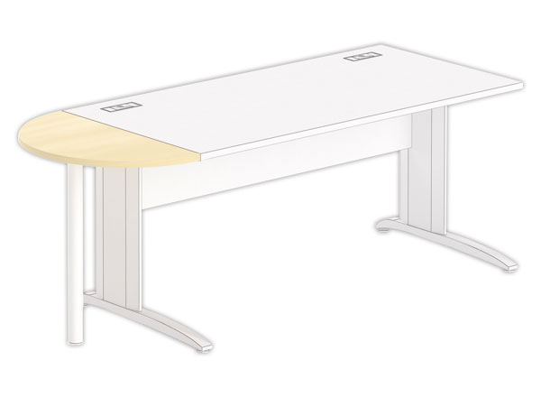1 1/2 lune bureau rectangulaire hêtre/blanc