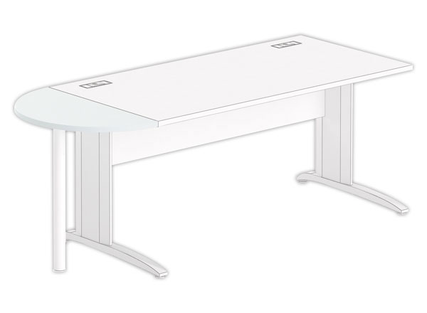 1 1/2 lune bureau rectangulaire gris/blanc