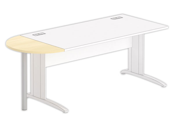 1 1/2 lune bureau rectangulaire hêtre/alu