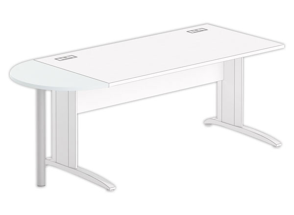 1 1/2 lune bureau rectangulaire gris/alu