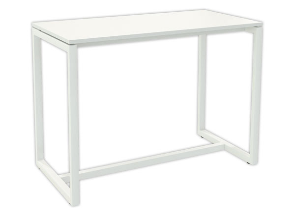 1 Table haute EASYDESK 150 x 75 cm pied blanc plateau blanc