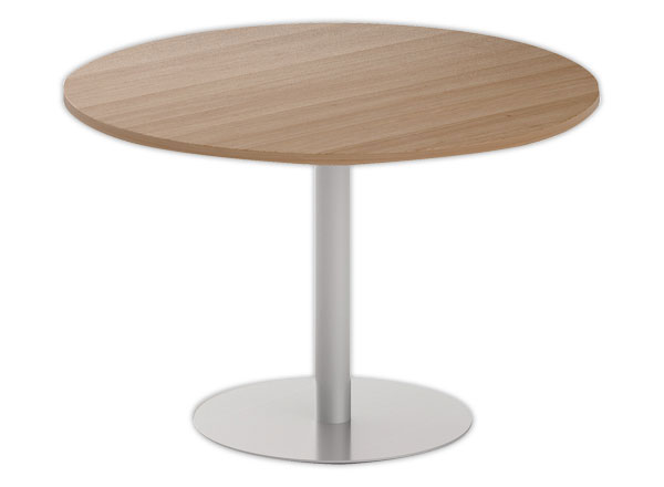 1 Table ronde diam 116 cm plateau noyer pied argent pied tulipe