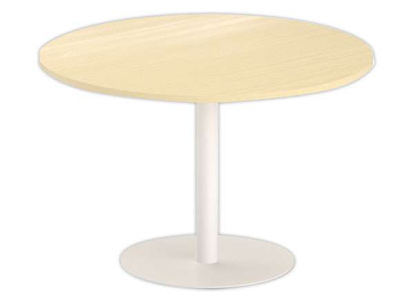1 Table ronde diam 116 cm plateau hêtre pied blanc pied tulipe