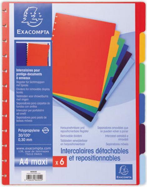 1 Jeu d'intercalaires 6P. pour protège-document amovible