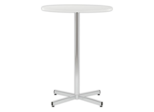 1 Table Cruzo H1100 Chromée  mélaminé blanc ø 600 x 25 mm montée