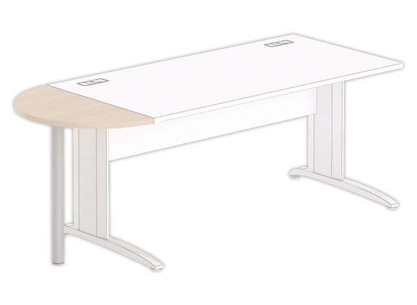 1 1/2 lune bureau rectangulaire acacia clair/alu