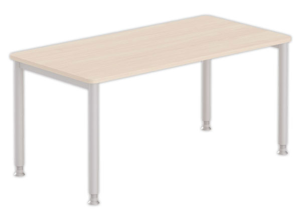 1 Table 160 x 80 acacia clair- pieds aluminium