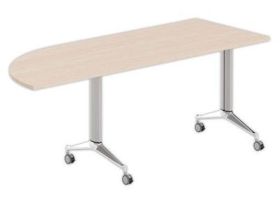 1 Table rabattable avec roulettes acacia clair/alu angle à droite