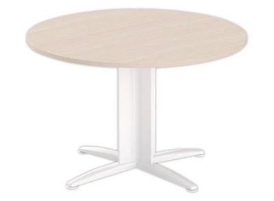 1 Table réunion ronde diam. 116cm acacia clair/blanc
