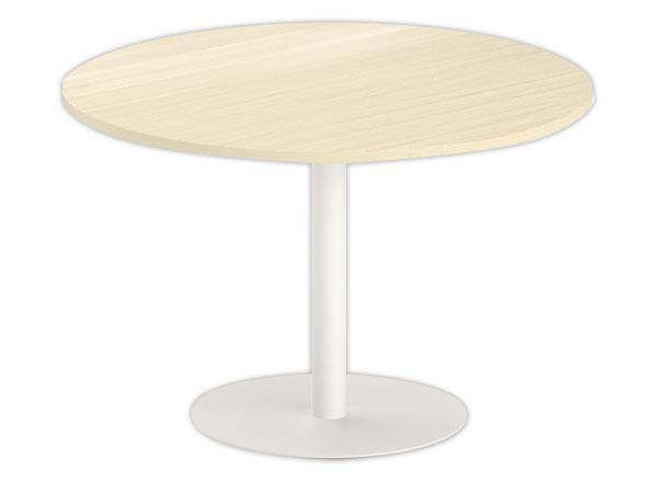 1 Table ronde diam 116 cm plateau acaciapied tulipe blanc pied tulipe